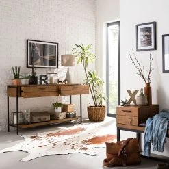 Ars manufacti Konsolentisch Grasby - Pinie massiv / Metall - Pinie Dunkel / Schwarz -Wohnzimmermöbel boutique en ligne 1000147156 190730 13021900008 MOOD DETAILS P000000001000147156 mood