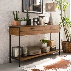 Ars manufacti Konsolentisch Grasby - Pinie massiv / Metall - Pinie Dunkel / Schwarz -Wohnzimmermöbel boutique en ligne 1000147156 190730 13021900009 MOOD DETAILS P000000001000147156 mood