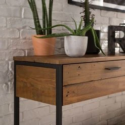 Ars manufacti Konsolentisch Grasby - Pinie massiv / Metall - Pinie Dunkel / Schwarz -Wohnzimmermöbel boutique en ligne 1000147156 190730 13021900011 MOOD DETAILS P000000001000147156 mood