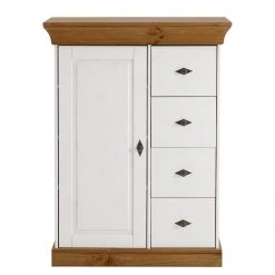 Maison Belfort Kommode Bergen - Kiefer massiv - Kiefer Weiß / Kiefer Bernstein