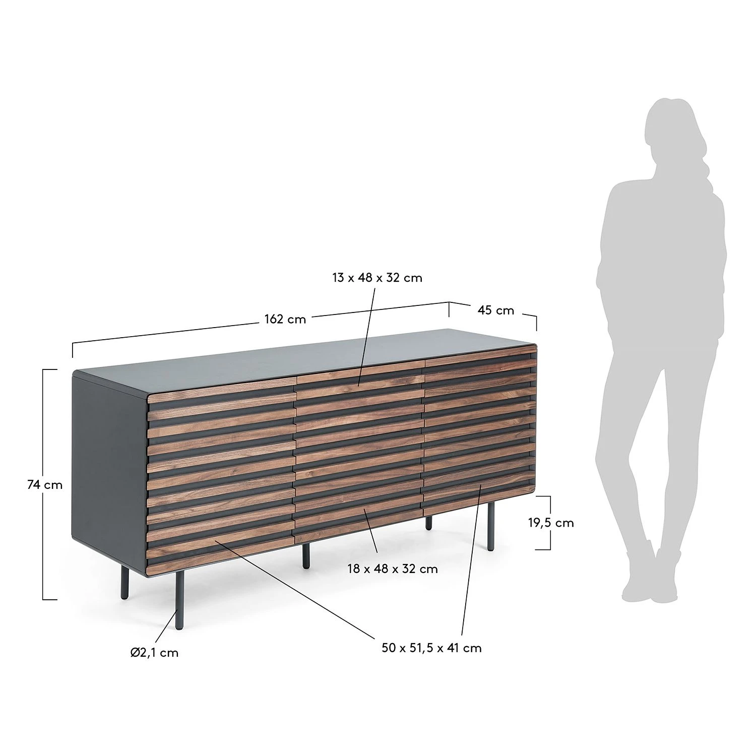 Norrwood Sideboard Kipra - Echtholzfurnier - Walnuss / Graphit 5 Norrwood Sideboard Kipra - Echtholzfurnier - Walnuss / Graphit – Bild 5