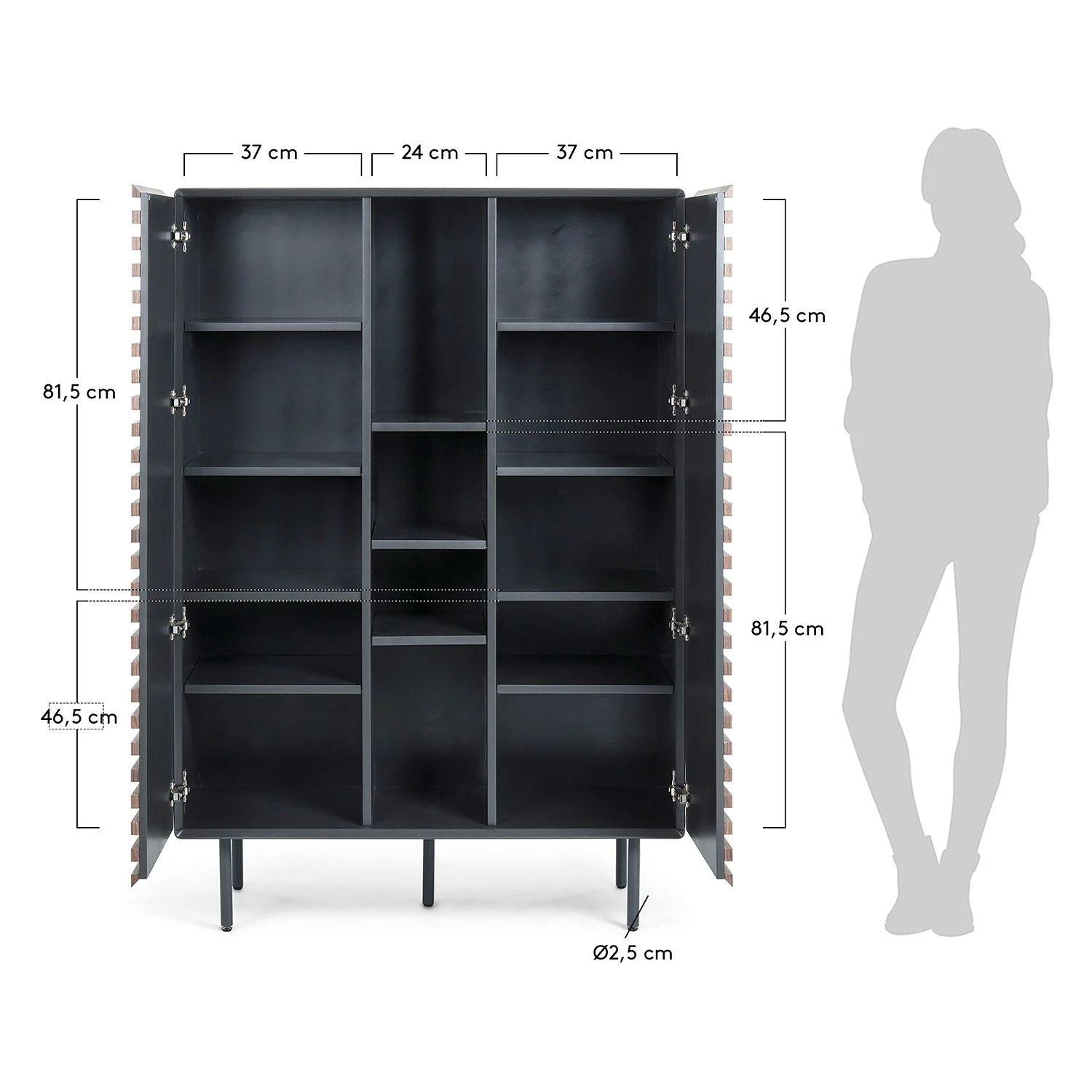 Norrwood Highboard Kipra - Echtholzfurnier - Walnuss / Graphit 9 Norrwood Highboard Kipra - Echtholzfurnier - Walnuss / Graphit – Bild 9