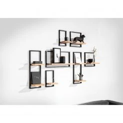 Red Living Wandregal Mello IV - Akazie massiv - Akazie Natur / Schwarz -Wohnzimmermöbel boutique en ligne 1000150345 200302 15283300008 MOOD DETAILS P000000001000150345 mood