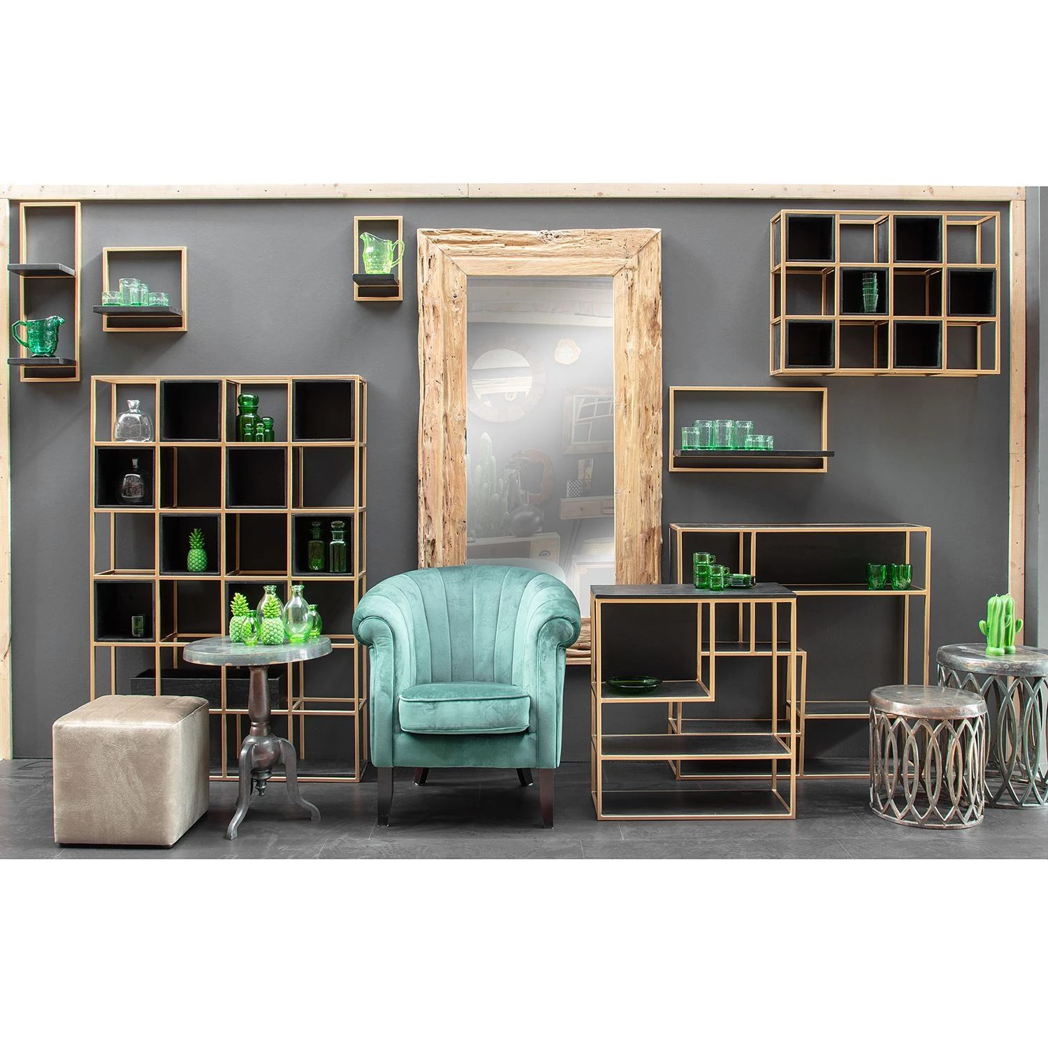 Jack & Alice Wandregale Harbin I - Akazie massiv - Akazie Schwarz / Gold 2 Jack & Alice Wandregale Harbin I - Akazie massiv - Akazie Schwarz / Gold – Bild 2