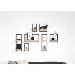 Red Living Wandregal Mello III - Akazie massiv - Akazie Natur / Schwarz - Breite: 35 cm -Wohnzimmermöbel boutique en ligne 1000150353 200302 15283300011 MOOD DETAILS P000000001000150353 mood