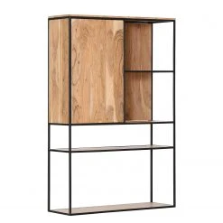 Red Living Highboard Mello - Akazie massiv - Akazie Natur / Schwarz