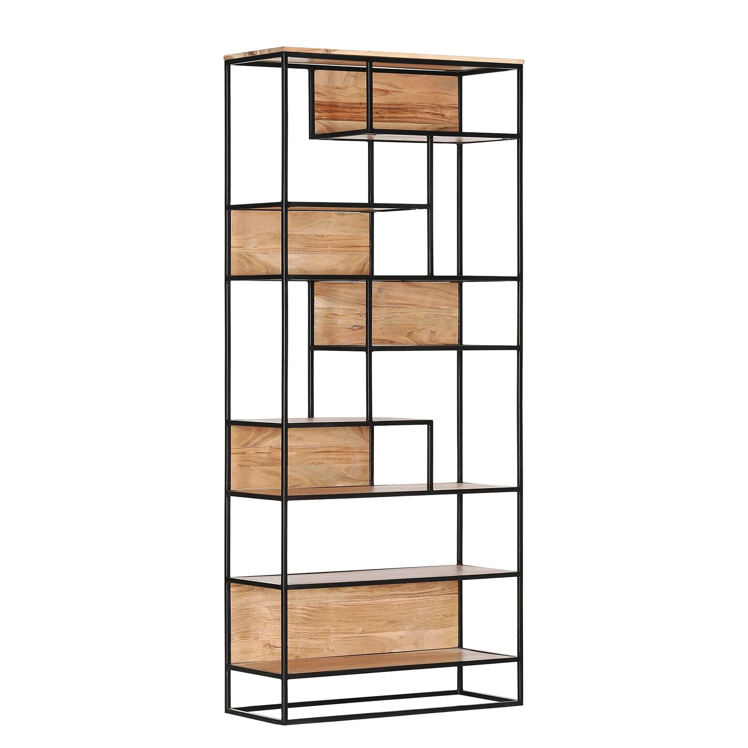 Red Living Regal Mello - Akazie massiv - Akazie Natur / Schwarz 1 Red Living Regal Mello - Akazie massiv - Akazie Natur / Schwarz