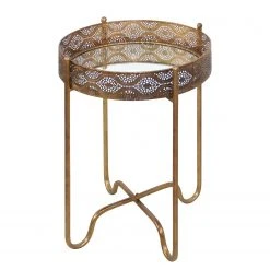 Red Living Beistelltisch Kalubbe II - Glas / Stahl - Gold