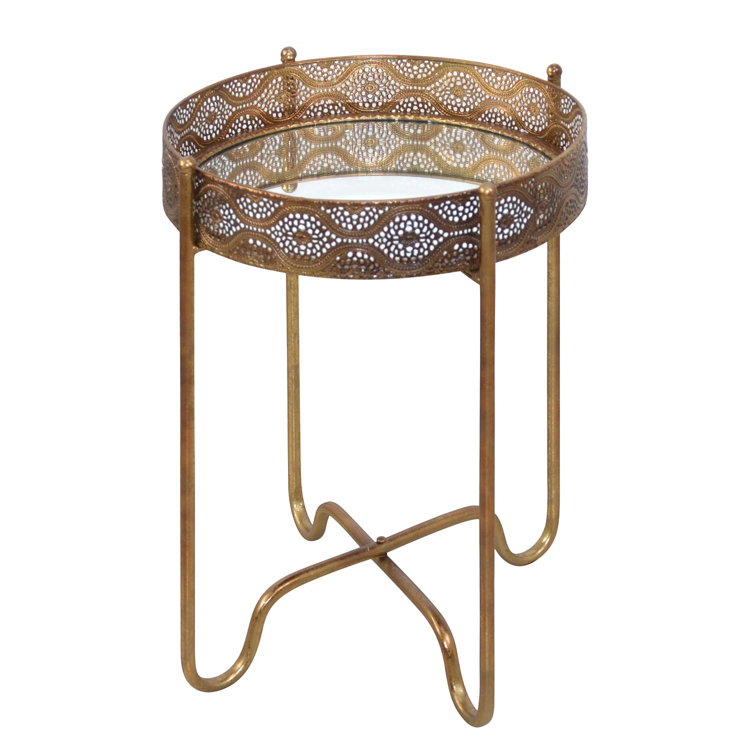 Red Living Beistelltisch Kalubbe II - Glas / Stahl - Gold 1 Red Living Beistelltisch Kalubbe II - Glas / Stahl - Gold