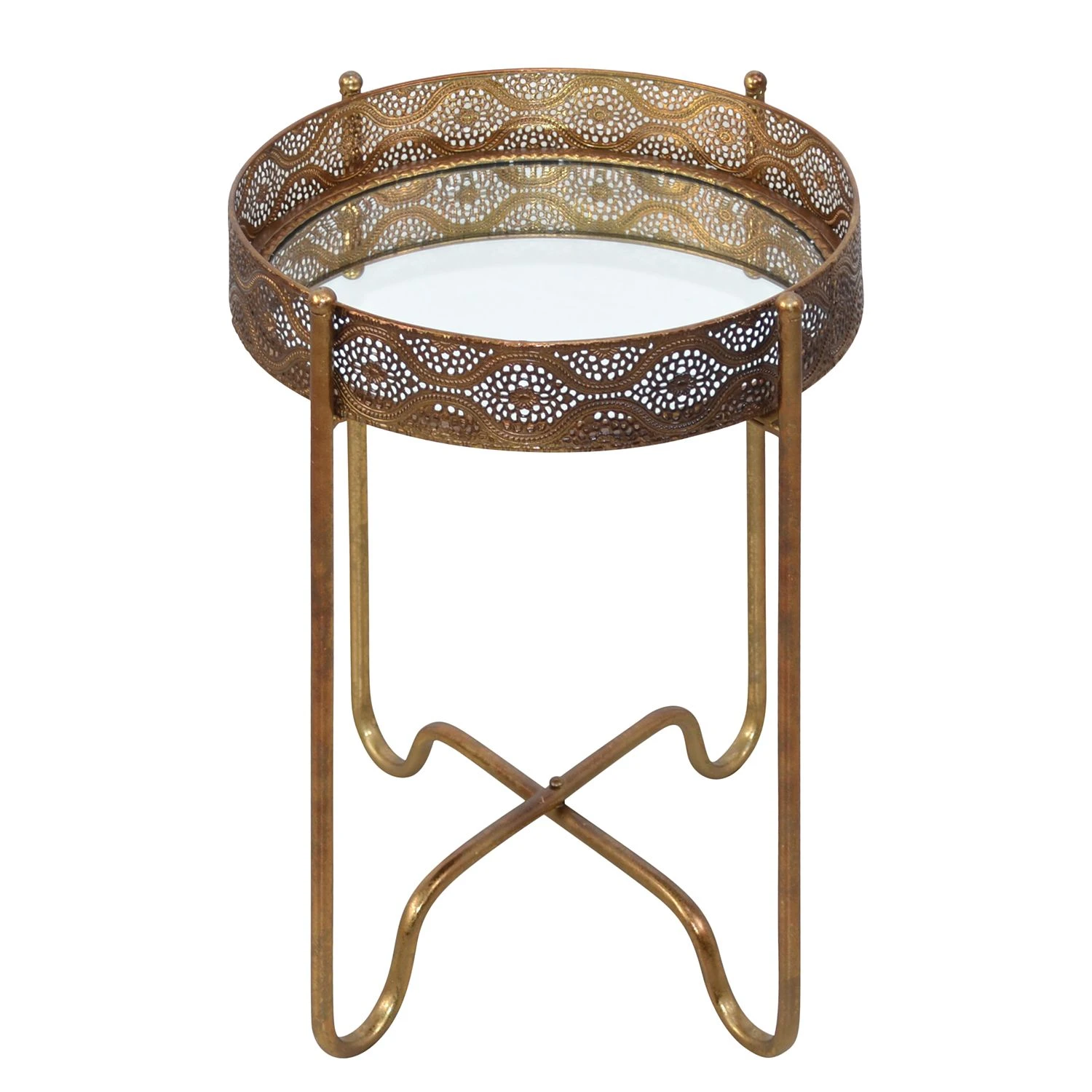 Red Living Beistelltisch Kalubbe II - Glas / Stahl - Gold 3 Red Living Beistelltisch Kalubbe II - Glas / Stahl - Gold – Bild 3