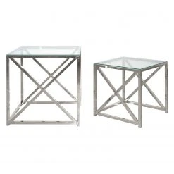 Jack & Alice Beistelltisch Grecia (2-teilig) - Chrom