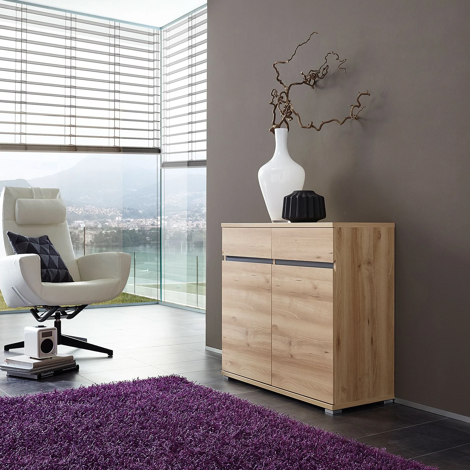 Germania Kommode Lissabon - Buche Dekor / Anthrazit 2 Germania Kommode Lissabon - Buche Dekor / Anthrazit – Bild 2