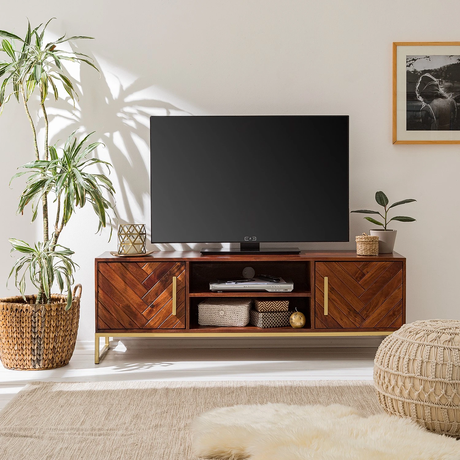 Jack & Alice TV-Lowboard Loga - Akazie massiv / Eisen - Akazie Braun 2 Jack & Alice TV-Lowboard Loga - Akazie massiv / Eisen - Akazie Braun – Bild 2