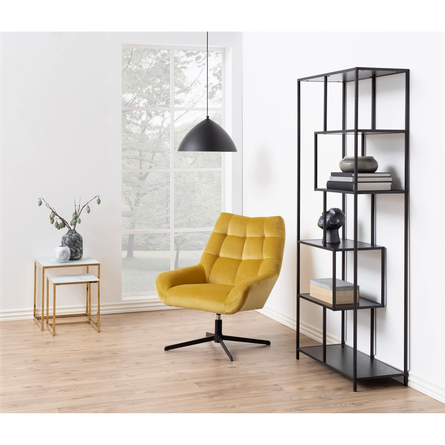 Fredriks Couchtisch Katori (2er-Set) - Glas / Eisen - Marmor Weiß Dekor / Gold 3 Fredriks Couchtisch Katori (2er-Set) - Glas / Eisen - Marmor Weiß Dekor / Gold – Bild 3