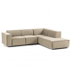 Ecksofa Kinx IV - Samt - Samt Shyla: Beige - Ottomane davorstehend rechts