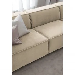 Ecksofa Kinx V - Samt - Samt Shyla: Beige - Longchair davorstehend rechts -Wohnzimmermöbel boutique en ligne 1000155727 220610 030 DETAILS P000000001000155727
