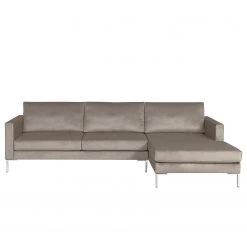 Fredriks Ecksofa Portobello III - Samt - Stoff Tond: Hellgrau - Breite: 251 cm - Longchair davorstehend rechts -Wohnzimmermöbel boutique en ligne 1000156808 190215 13011902474 GALLERYIMAGES P000000001000156808