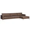 Fredriks Ecksofa Portobello IV - Echtleder - Echtleder Custo: Dunkelbraun - Breite: 293 cm - Longchair davorstehend rechts
