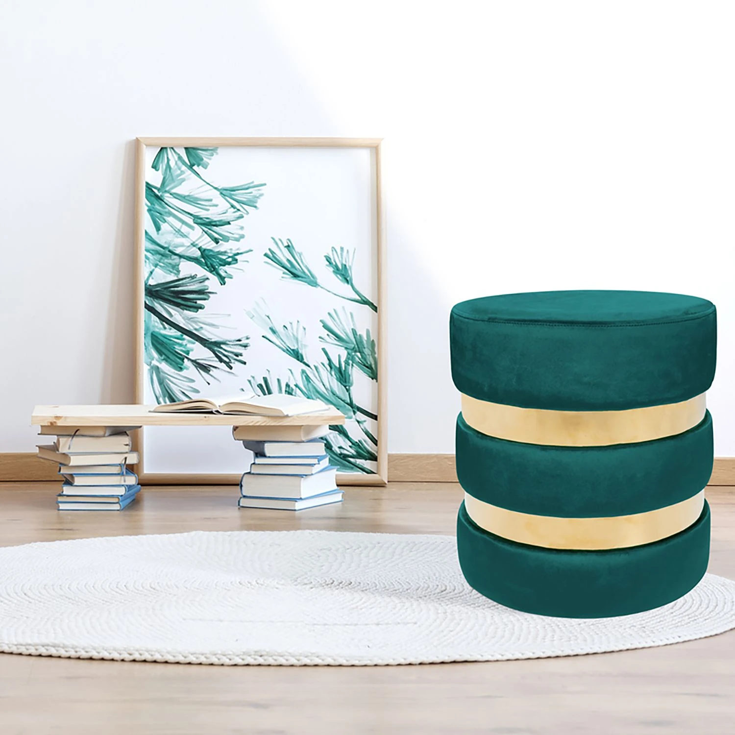 Kayoom Polsterhocker Novalie II - Kiefernholz, MDF, Polyester, Schaumstoff - Petrol 2 Kayoom Polsterhocker Novalie II - Kiefernholz, MDF, Polyester, Schaumstoff - Petrol – Bild 2