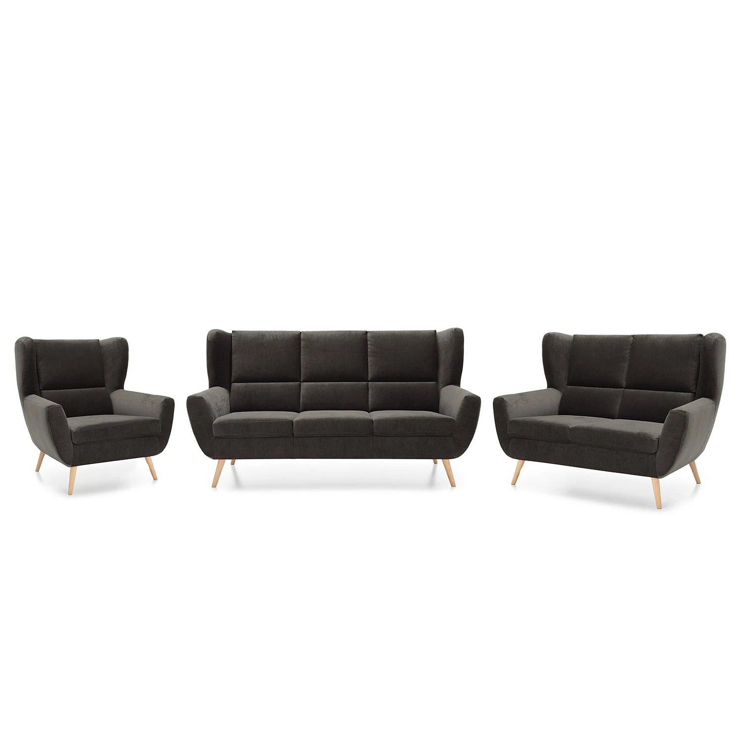 Loftscape Polstergarnitur Glenhaven (3-2-1) - Samt - Dunkelgrau 1 Loftscape Polstergarnitur Glenhaven (3-2-1) - Samt - Dunkelgrau