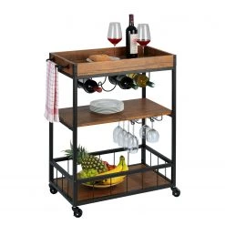 WENKO Servierwagen Rustico - Metall - Schwarz / Walnuss Dekor -Wohnzimmermöbel boutique en ligne 1000160241 190215 07293200008 GALLERYIMAGES P000000001000160241