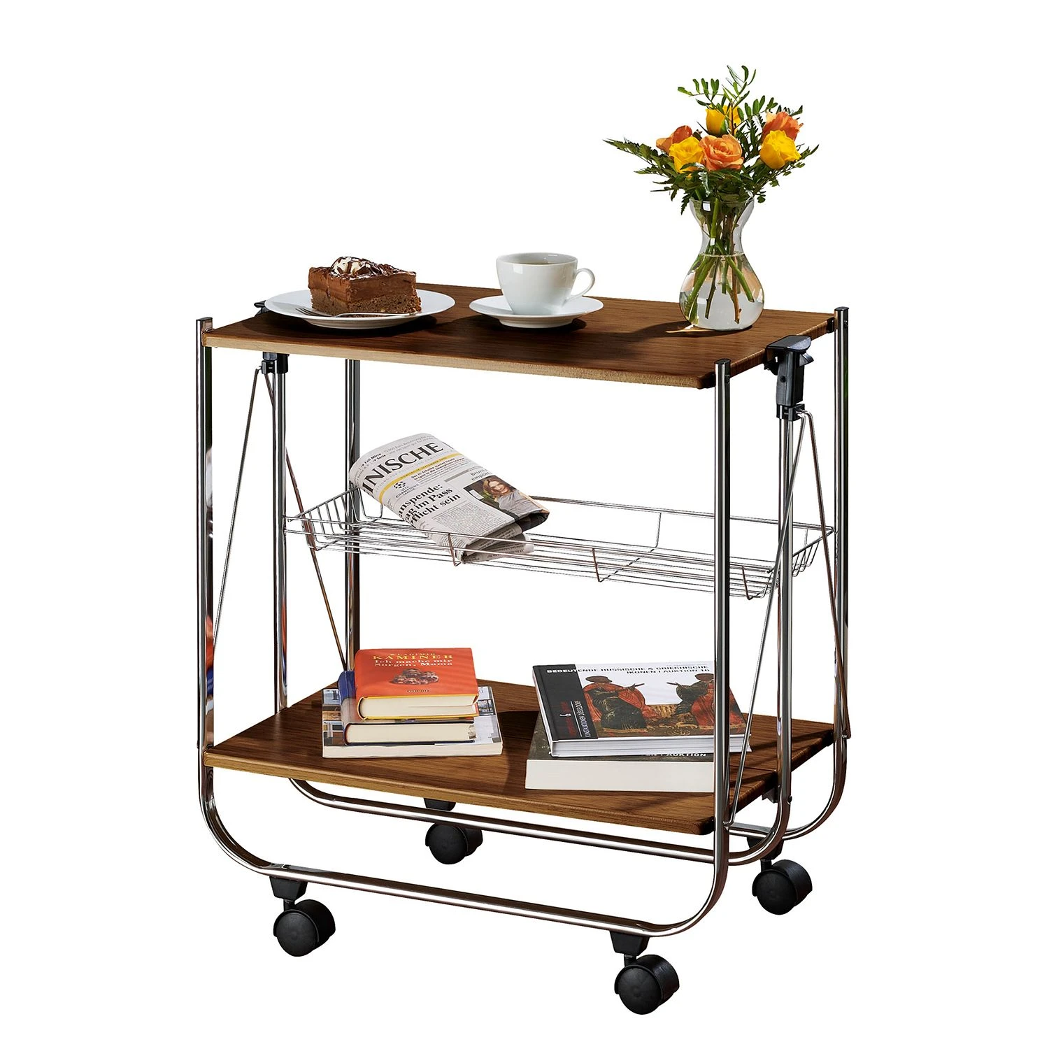 WENKO Servierwagen Dinett Deluxe - Nussbaum Dekor 1 WENKO Servierwagen Dinett Deluxe - Nussbaum Dekor