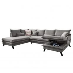 Norrwood Wohnlandschaft Mia Mia I - Webstoff - Grau - Longchair davorstehend rechts / Ottomane links -Wohnzimmermöbel boutique en ligne 1000160499 200619 16205200028 DETAILS P000000001000160499