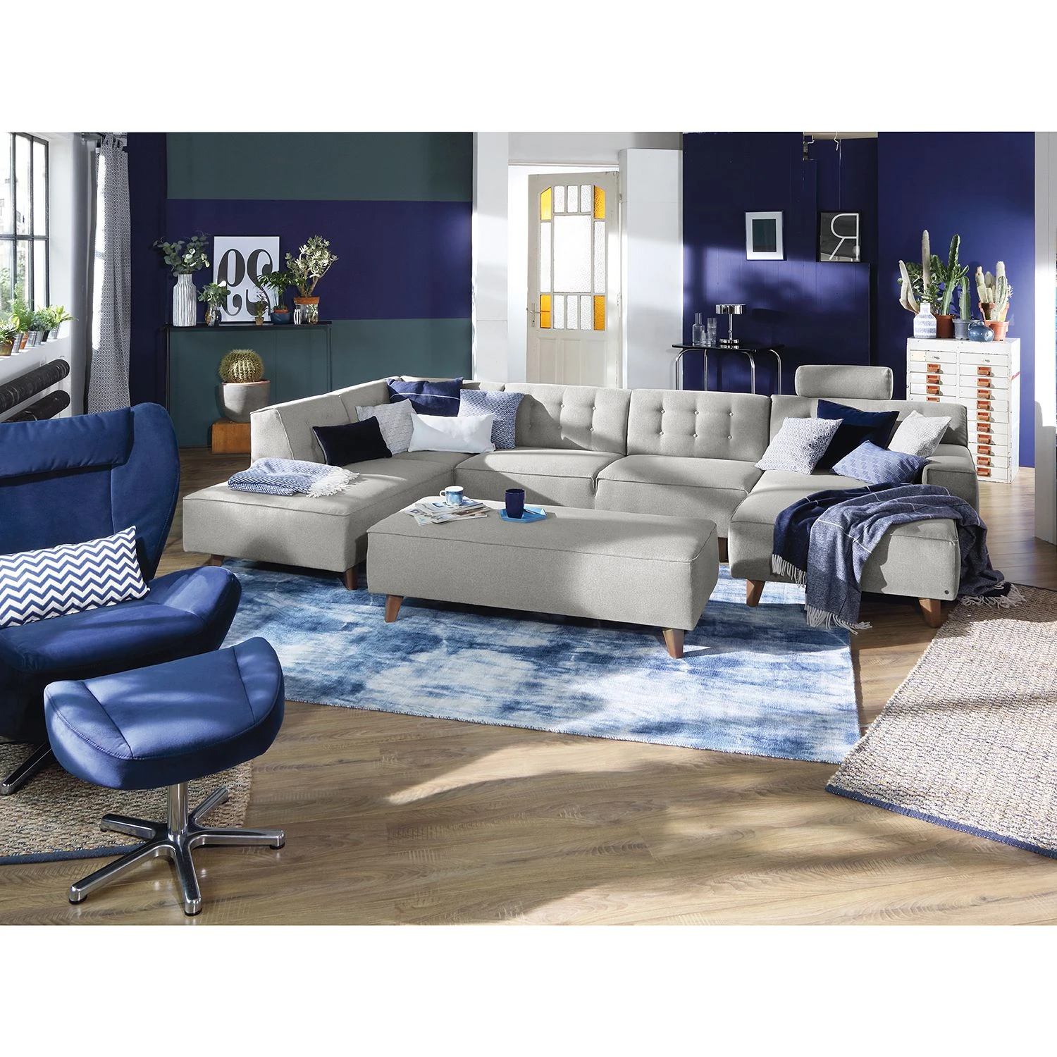 Tom Tailor Wohnlandschaft Nordic Chic - Webstoff - Granit - Longchair davorstehend rechts / Ottomane links - Höhenverstellbare Kopfstütze 4 Tom Tailor Wohnlandschaft Nordic Chic - Webstoff - Granit - Longchair davorstehend rechts / Ottomane links - Höhenverstellbare Kopfstütze – Bild 4