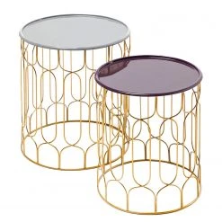 Kayoom Beistelltisch Timba (2er-Set) - Eisen - Aubergine