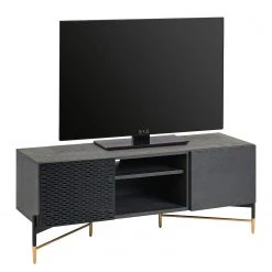 Jack & Alice TV-Lowboard Cabral - Esche Schwarz / Gold
