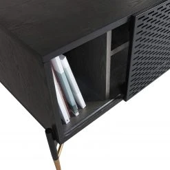 Jack & Alice TV-Lowboard Cabral - Esche Schwarz / Gold -Wohnzimmermöbel boutique en ligne 1000166578 190319 10112700011 GALLERYIMAGES P000000001000166578