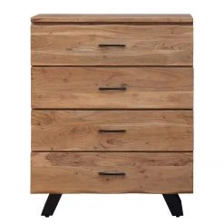 Ars Natura Kommode Vardo - Akazie massiv / Metall - Akazie / Schwarz