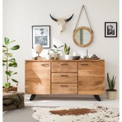 Ars Natura Sideboard Vardo - Akazie massiv / Metall - Akazie / Schwarz -Wohnzimmermöbel boutique en ligne 1000166791 191030 08503100002 MOOD DETAILS P000000001000166791 mood