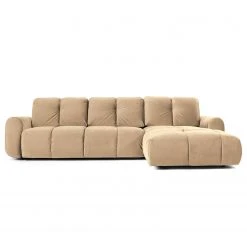 Jack & Alice Ecksofa Malter - Samt - Beige - Longchair davorstehend rechts