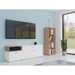 Germania Wohnwand Coruna II (2-teilig) - Weiß / Eiche Grandson Dekor