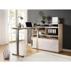 Maja Möbel Aktenregal eDJUST - Hochglanz Weiß / Eiche Sonoma Dekor - Schublade rechts -Wohnzimmermöbel boutique en ligne 1000170555 190513 15362600020 MOOD GALLERYIMAGES P000000001000170555 mood