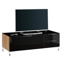 Maja Möbel TV-Lowboard Shino II - Glas Schwarz / Eiche Riviera Dekor