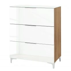 Maja Möbel Kommode Shino I - Glas Weiß / Eiche Riviera Dekor - Höhe: 109 cm