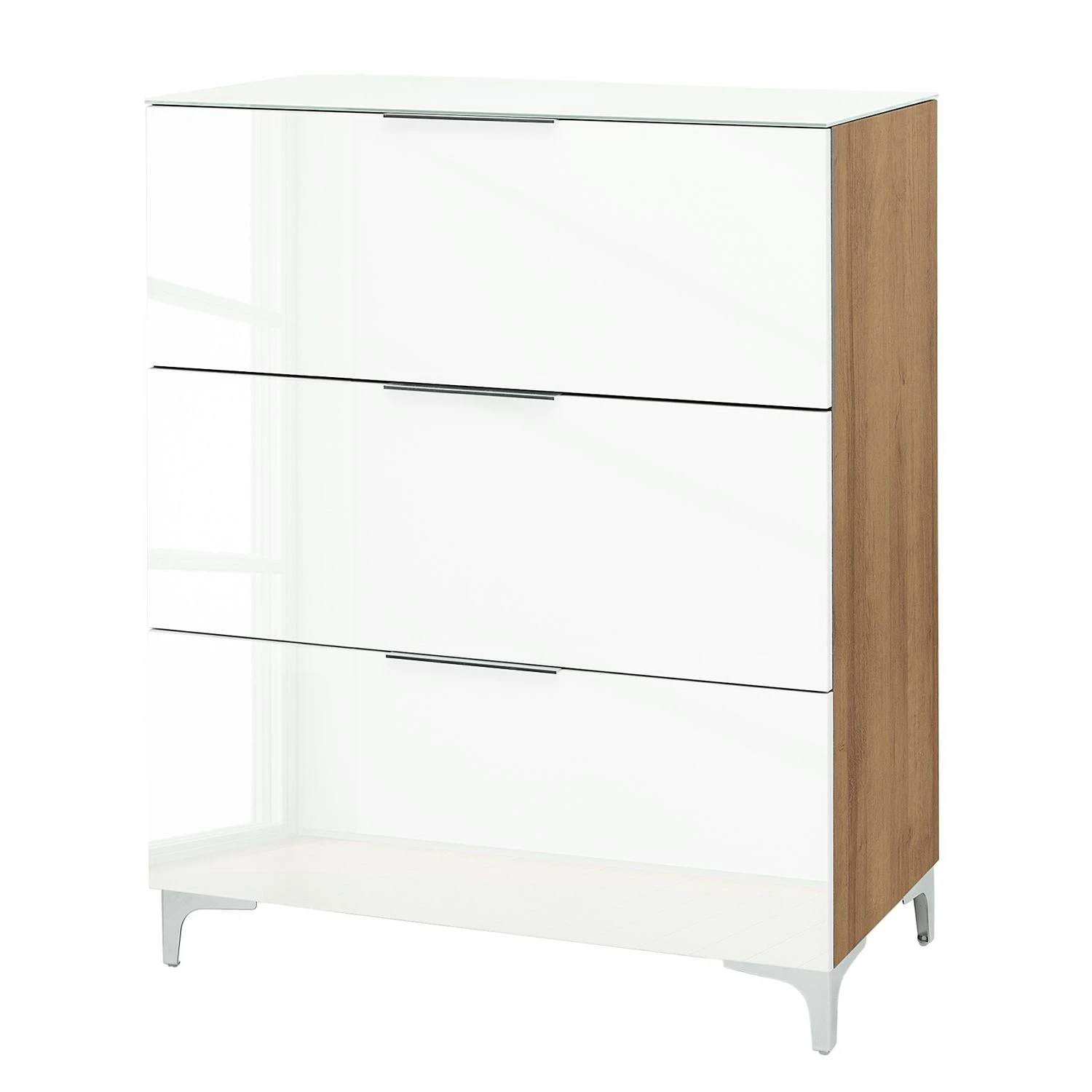 Maja Möbel Kommode Shino I - Glas Weiß / Eiche Riviera Dekor - Höhe: 109 cm 1 Maja Möbel Kommode Shino I - Glas Weiß / Eiche Riviera Dekor - Höhe: 109 cm