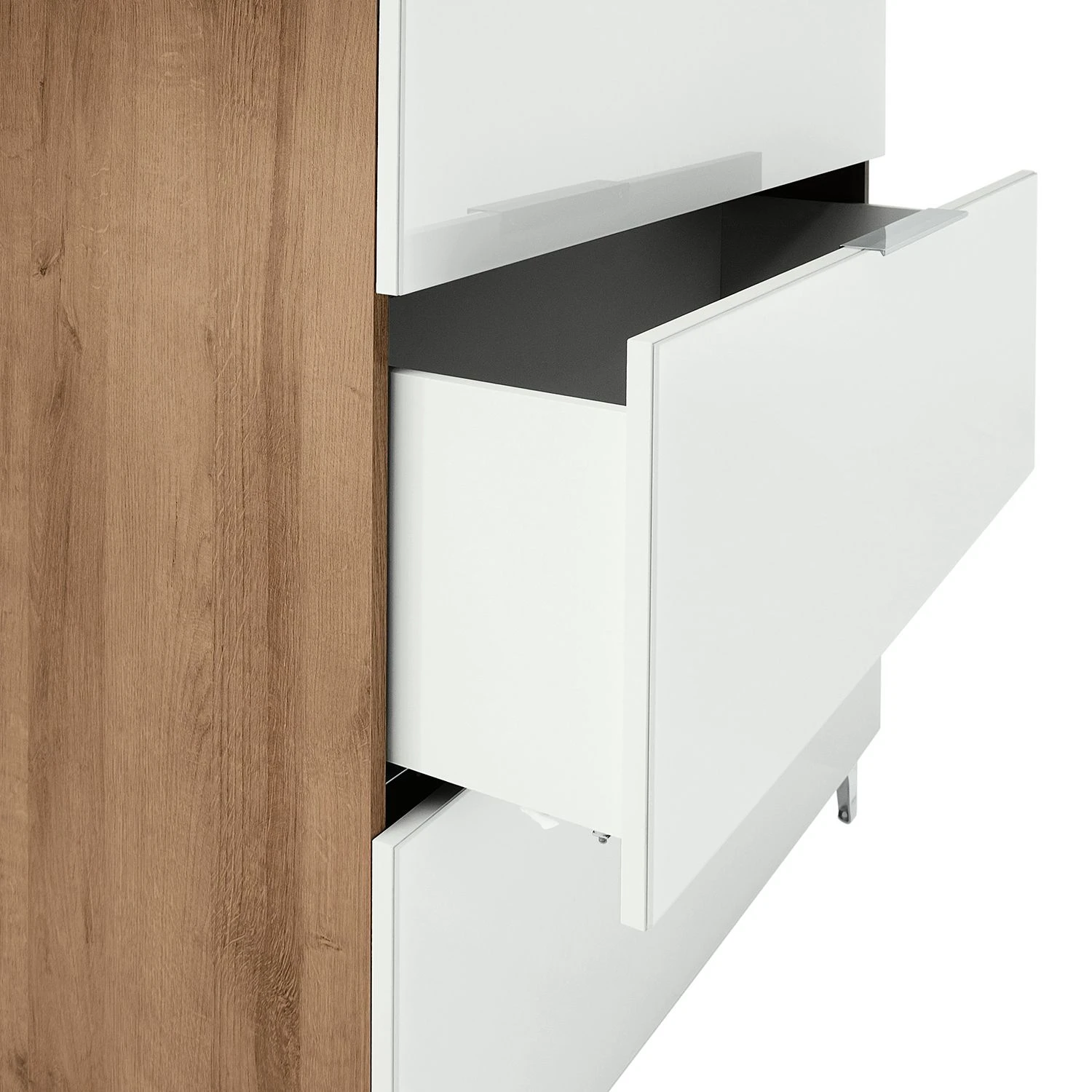 Maja Möbel Kommode Shino I - Glas Weiß / Eiche Riviera Dekor - Höhe: 109 cm 4 Maja Möbel Kommode Shino I - Glas Weiß / Eiche Riviera Dekor - Höhe: 109 cm – Bild 4