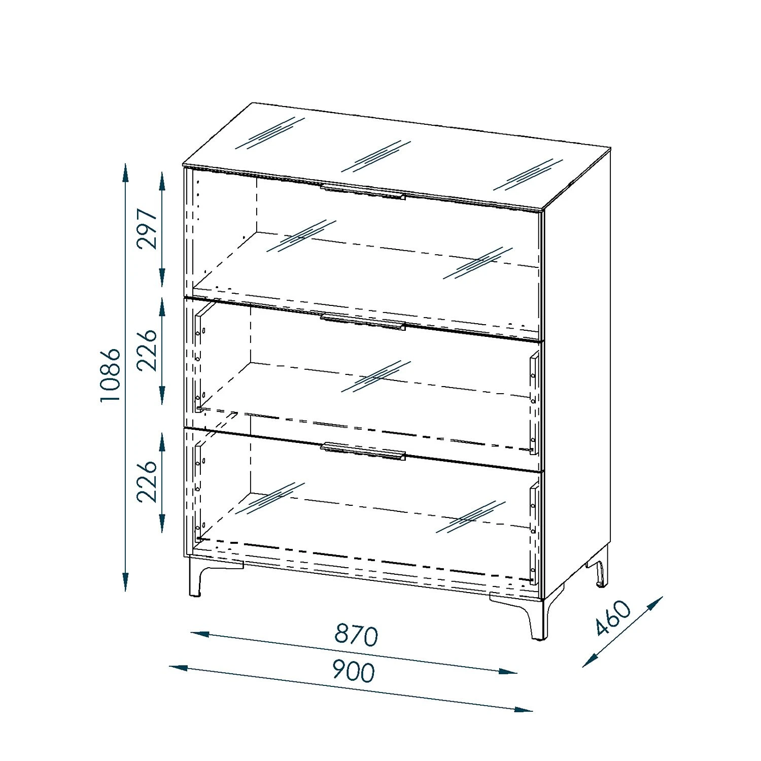 Maja Möbel Kommode Shino I - Glas Weiß / Eiche Riviera Dekor - Höhe: 109 cm 6 Maja Möbel Kommode Shino I - Glas Weiß / Eiche Riviera Dekor - Höhe: 109 cm – Bild 6