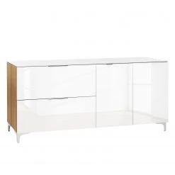 Maja Möbel Sideboard Shino II - Glas Weiß / Eiche Riviera Dekor