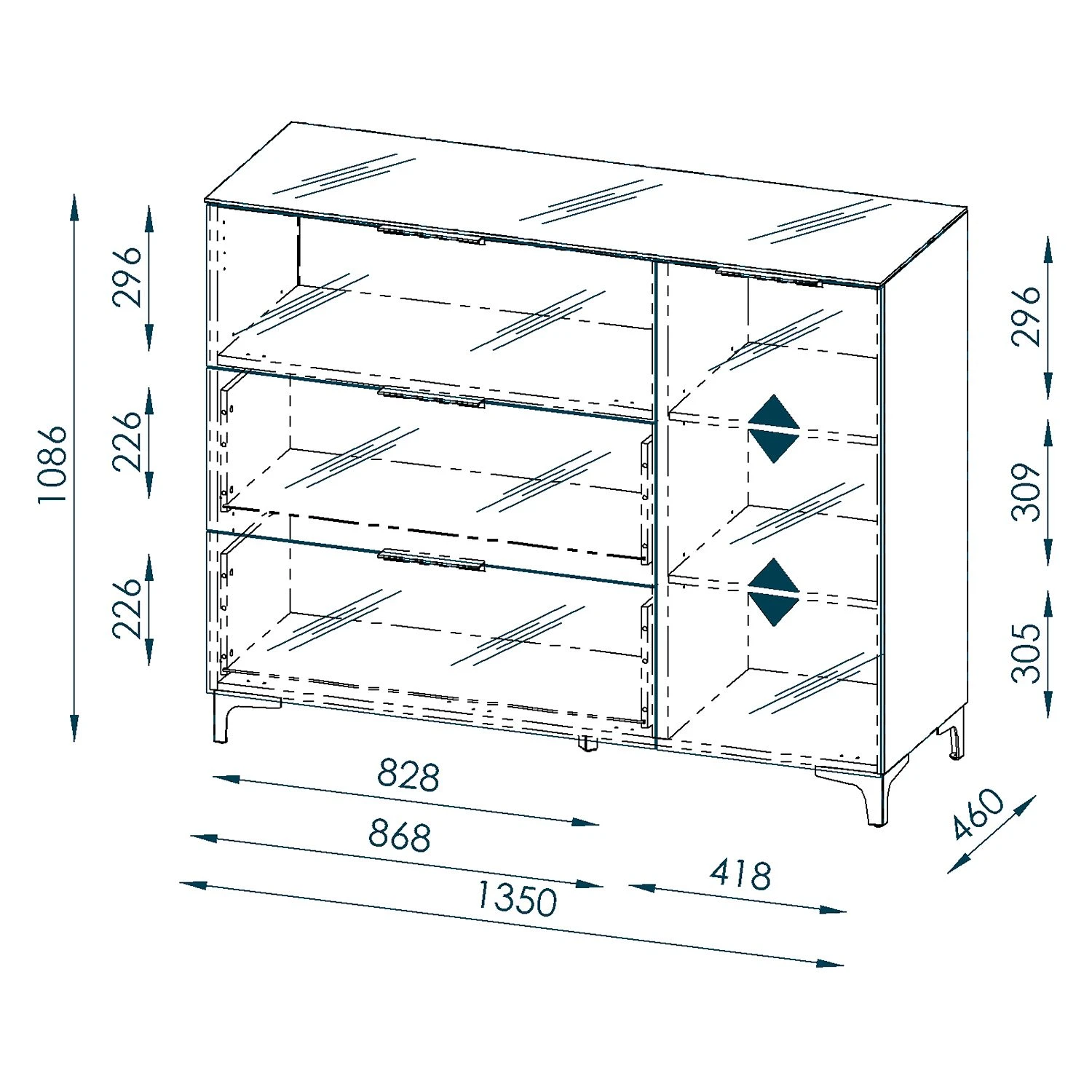 Maja Möbel Kommode Shino II - Glas Weiß / Eiche Riviera Dekor 3 Maja Möbel Kommode Shino II - Glas Weiß / Eiche Riviera Dekor – Bild 3