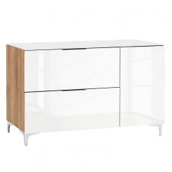 Maja Möbel Sideboard Shino I - Glas Weiß / Eiche Riviera Dekor