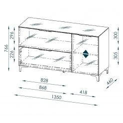 Maja Möbel Sideboard Shino I - Glas Weiß / Eiche Riviera Dekor -Wohnzimmermöbel boutique en ligne 1000170620 190418 12393800119 GALLERYIMAGES P000000001000170620