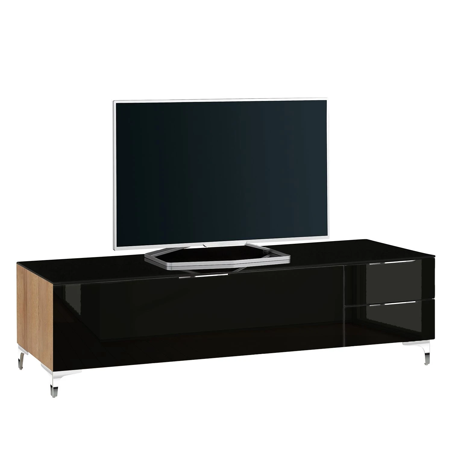 Maja Möbel TV-Lowboard Shino IV - Glas Schwarz / Eiche Riviera Dekor 1 Maja Möbel TV-Lowboard Shino IV - Glas Schwarz / Eiche Riviera Dekor