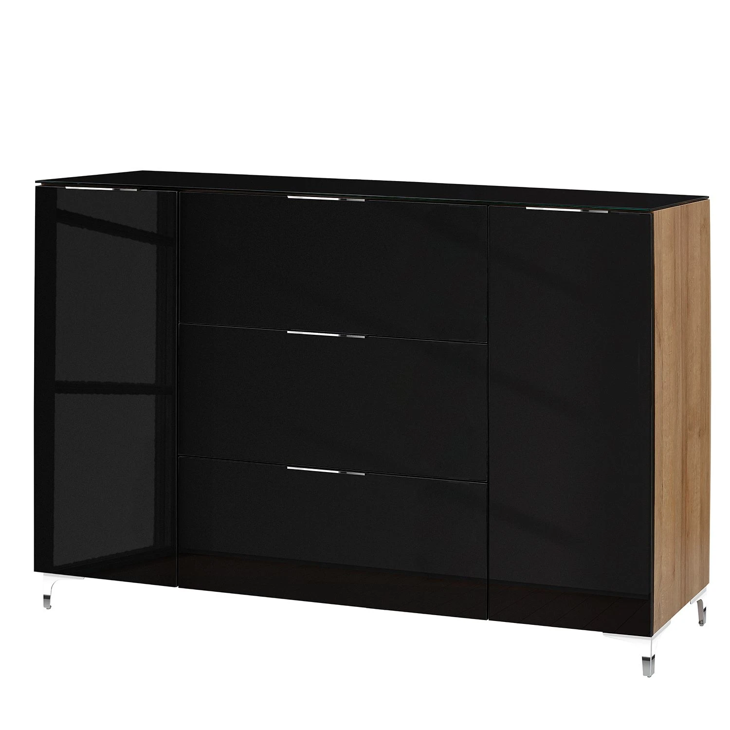 Maja Möbel Sideboard Shino IV - Glas Schwarz / Eiche Riviera Dekor 1 Maja Möbel Sideboard Shino IV - Glas Schwarz / Eiche Riviera Dekor