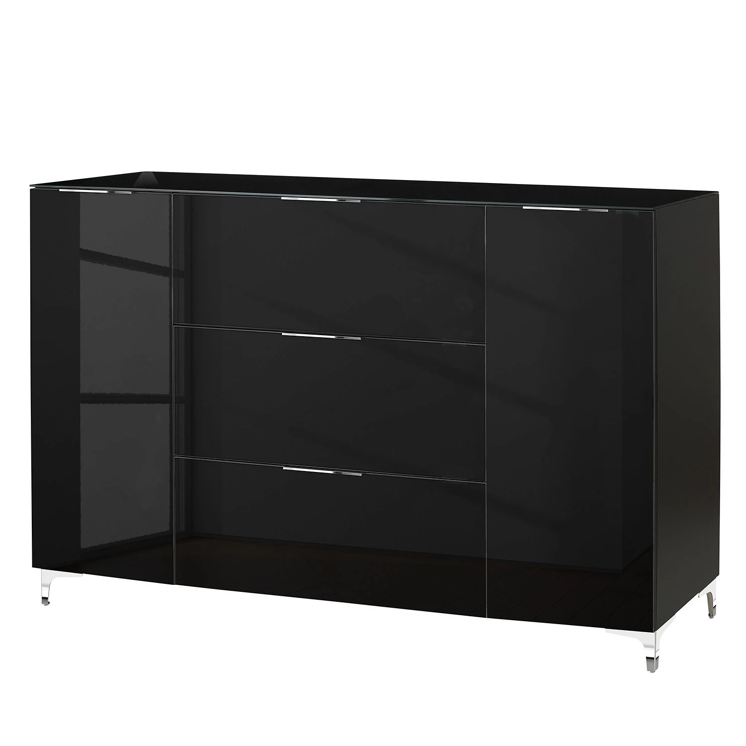 Maja Möbel Sideboard Shino IV - Glas Schwarz / Schwarz 1 Maja Möbel Sideboard Shino IV - Glas Schwarz / Schwarz