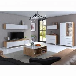 Maja Möbel Couchtisch Shino - Glas Weiß / Eiche Riviera Dekor -Wohnzimmermöbel boutique en ligne 1000170652 190418 12394600238 MOOD GALLERYIMAGES P000000001000170652 mood