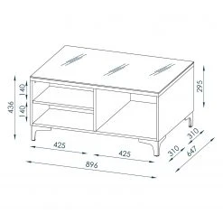 Maja Möbel Couchtisch Shino - Glas Weiß / Eiche Riviera Dekor -Wohnzimmermöbel boutique en ligne 1000170652 190418 12394600241 GALLERYIMAGES P000000001000170652
